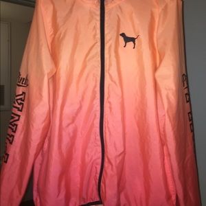 Orange ombré PINK wind breaker w/ adjustable hood